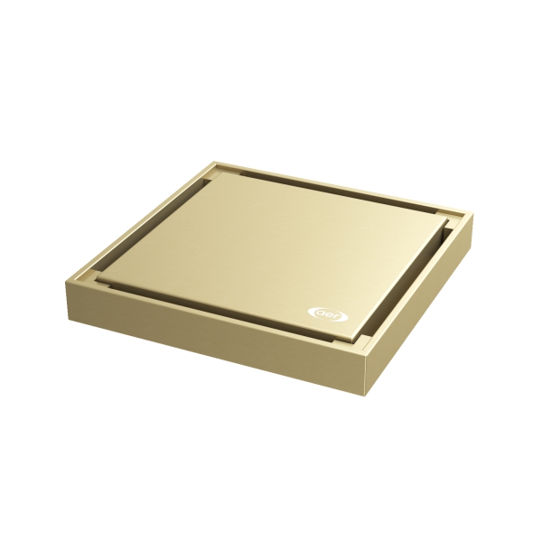 AER HFS 02 BG premium brass 121mm floor drain with smart pop up valve close up