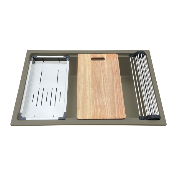 AER Double Bowl Undermount Granite Kitchen Sink KS2 - 22WG Wheat Grey Finished