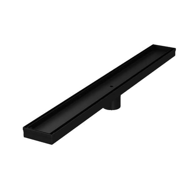 AER LFS 04 SS BL black rectangular stainless steel shower drain layout close up