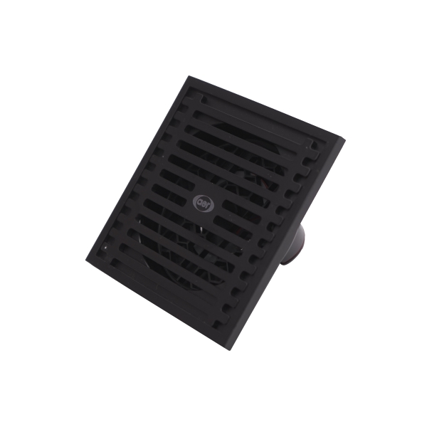 AER NEW FS 04 K BL black stainless steel floor drain smart brass valve close up