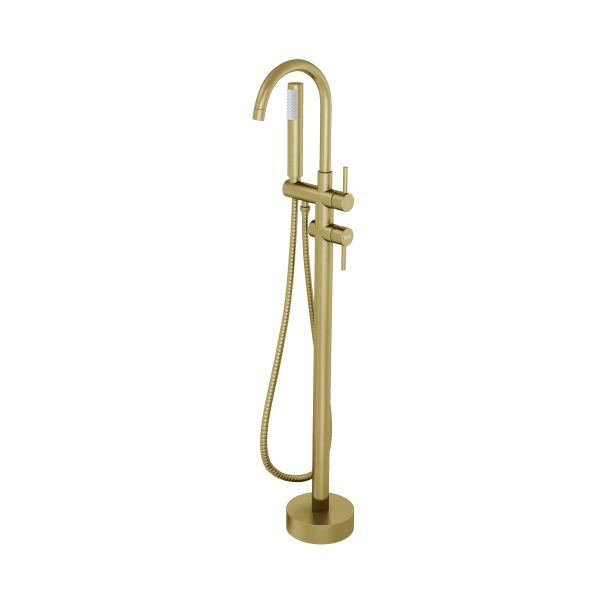 AER Brushed Gold Floor Standing Bathtub Shower Set SAM - GT1 BG freestanding brass mixer tap and hand shower