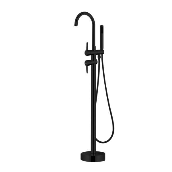 AER Matte Black Floor Standing Bathtub Shower Set SAM - GT1 BL freestanding brass mixer tap and hand shower