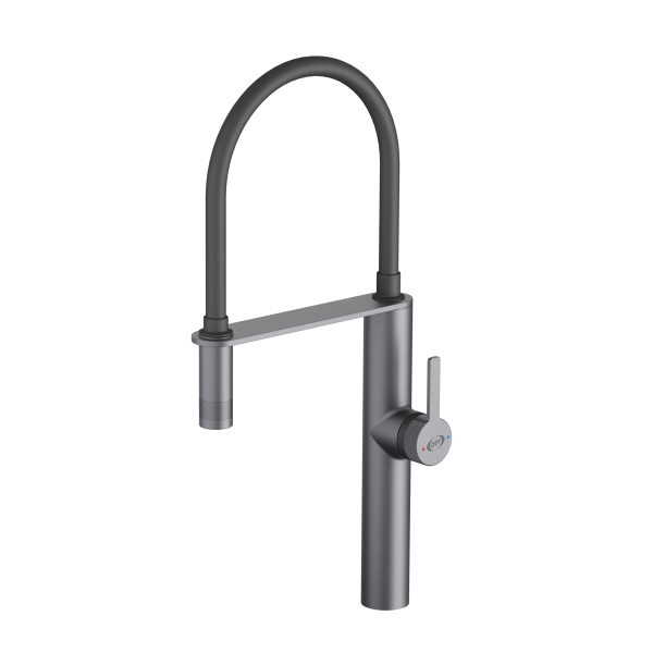 AER Gun Metal Pull Out Mixer Kitchen Faucet SAM - KP3 GM with flexible black silicon pipe