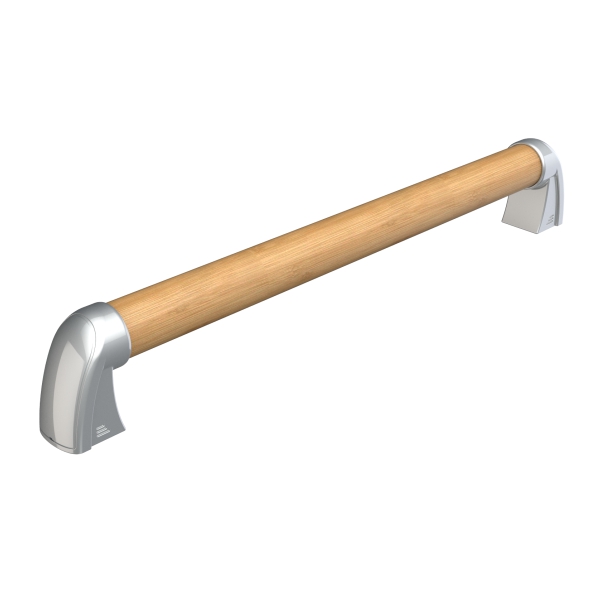 AER Handrail Grab Bar SFGB 1C WD 60 cm Wood Finished Silver Bracket
