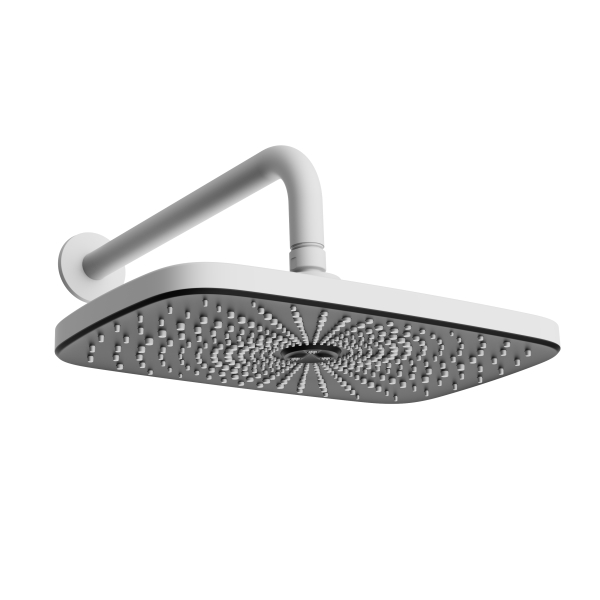 AER WS 29 W matte white minimalist bathroom shower head and black plate
