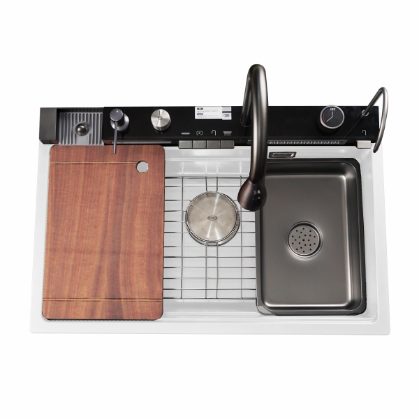 AER Silky White Top Mounted Granite Kitchen Sink KS1 - 29SW