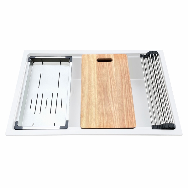 AER Silky White Undermount Granite Kitchen Sink KS2 - 22SW